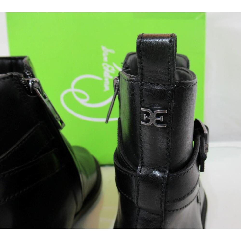 Women's Sam Edelman Nolynn Buckled Zip Ankle Boots Booties Black Leather Size 9 - Picture 5 of 9